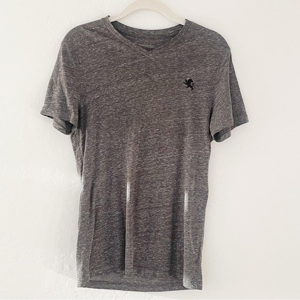 Express Mens V Neck T-Shirt Charcoal Gray | XS
